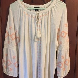 💜2 FOR $15💜 NEW beachy cross-stitch boho top
